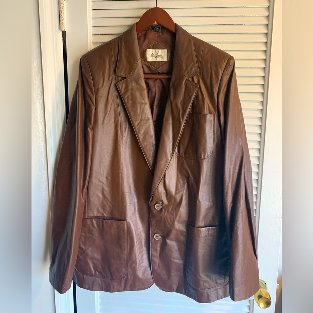 Adam Spencer men’s brown leather 2 button sport coat size 42R